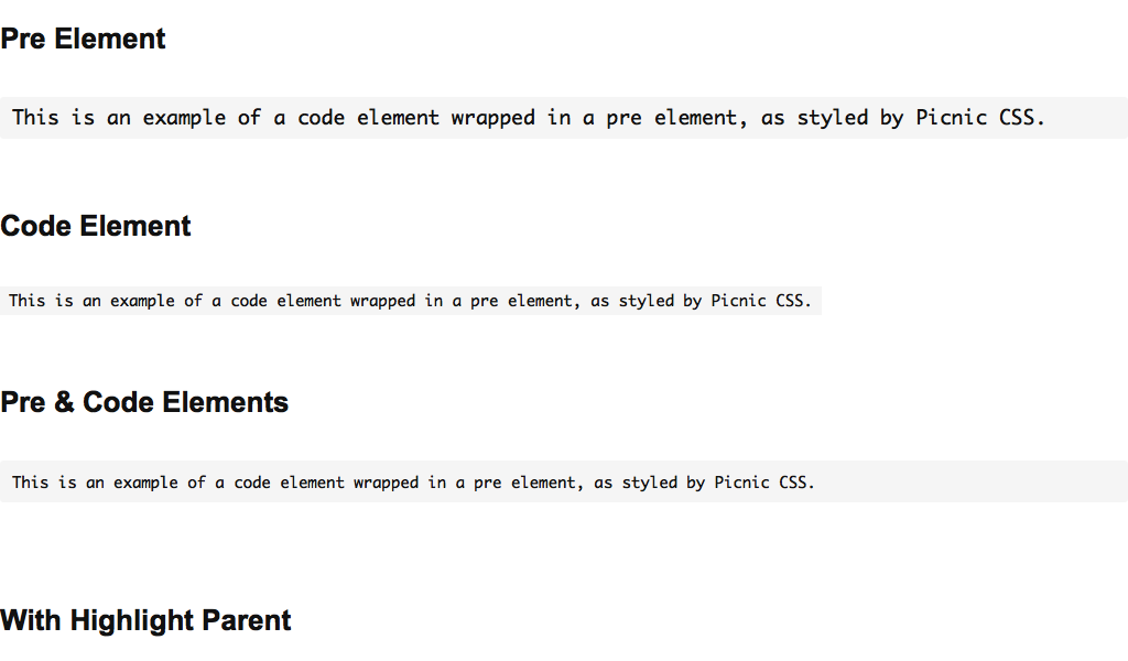 Code sample style in the Picnic library