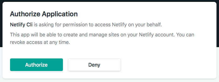 Netlify grant permissions prompt